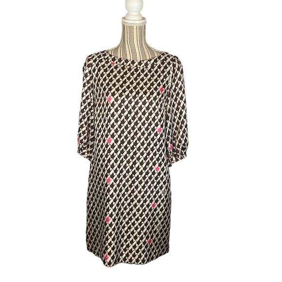 Lilly Pulitzer Brown Sandpiper Crane Geo Oversized Shift Dress Women Sz 2 - Picture 1 of 9
